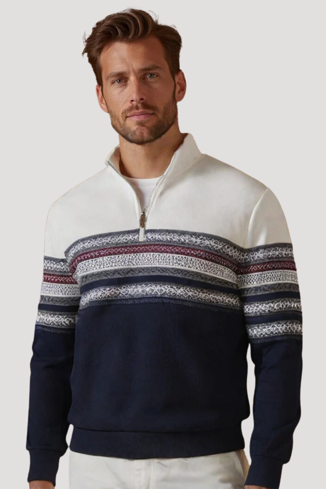 Heren Scandinavische Gebreide Trui – Warm & Stijlvol met Half-Zip