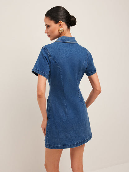Romy jurk dames – denim zomerjurk met moderne knopenstijl
