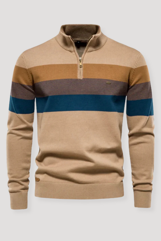 Enzo – Gestreepte Half-Zip Sweater voor Heren