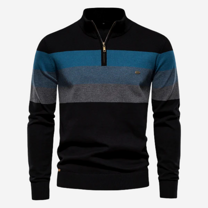 Enzo – Gestreepte Half-Zip Sweater voor Heren