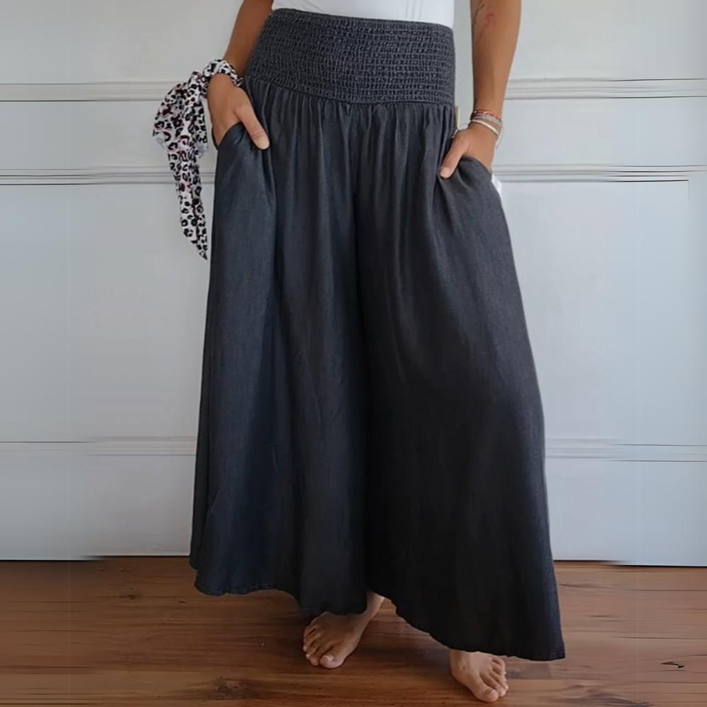 Elora broek dames – wijde zomerbroek met comfortabele tailleband