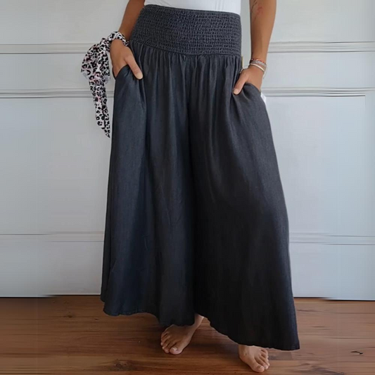 Elora broek dames – wijde zomerbroek met comfortabele tailleband