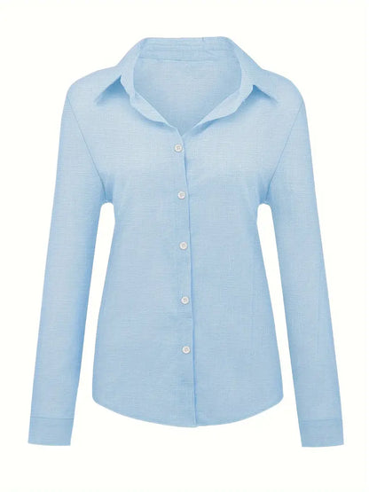 Elodie blouse dames – klassieke blouse met knopen en losse pasvorm