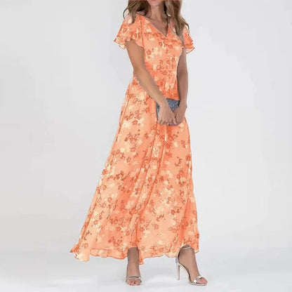 Lilou jurk dames – bloemige zomerjurk met elegante chiffon look