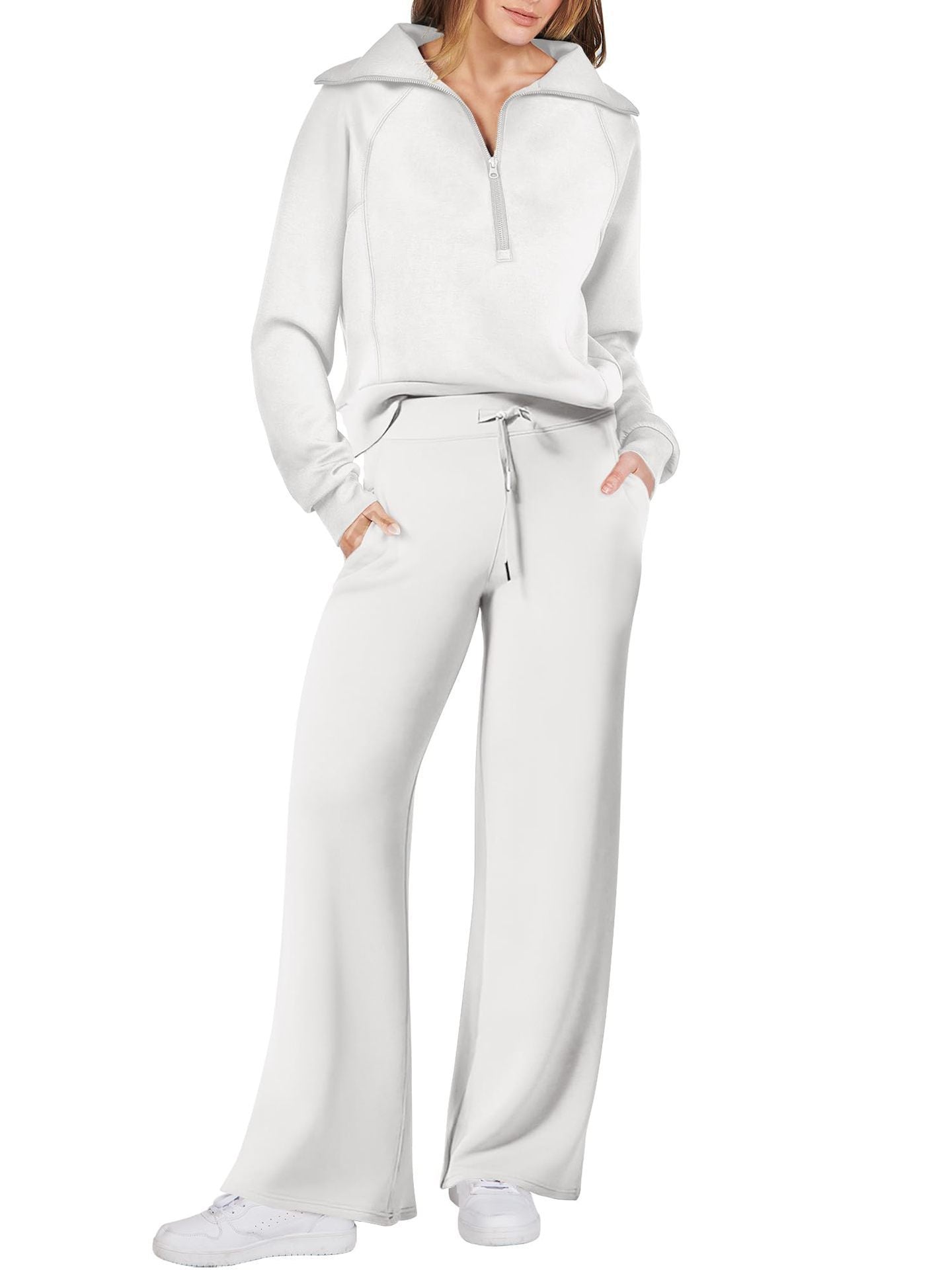 Elvira set dames – tweedelige lounge set met rits en comfortabele pasvorm